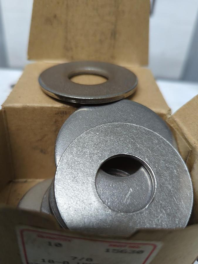 CHROMATE,18-8 USS MS,7/8 INCH STAINLESS STEEL FLATWASHERS BOX OF 10 NOS