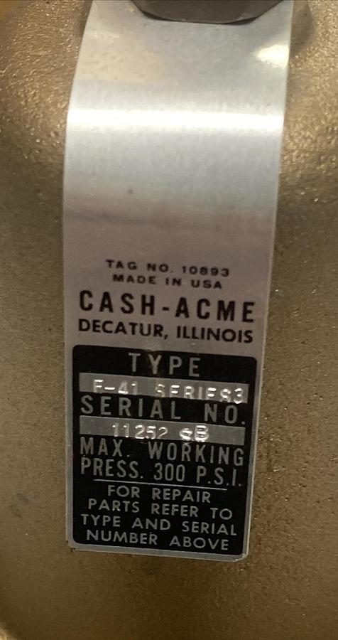 Cash Acme,E-41,Pressure Reducing And Regulating Valve 1 INCH NOS