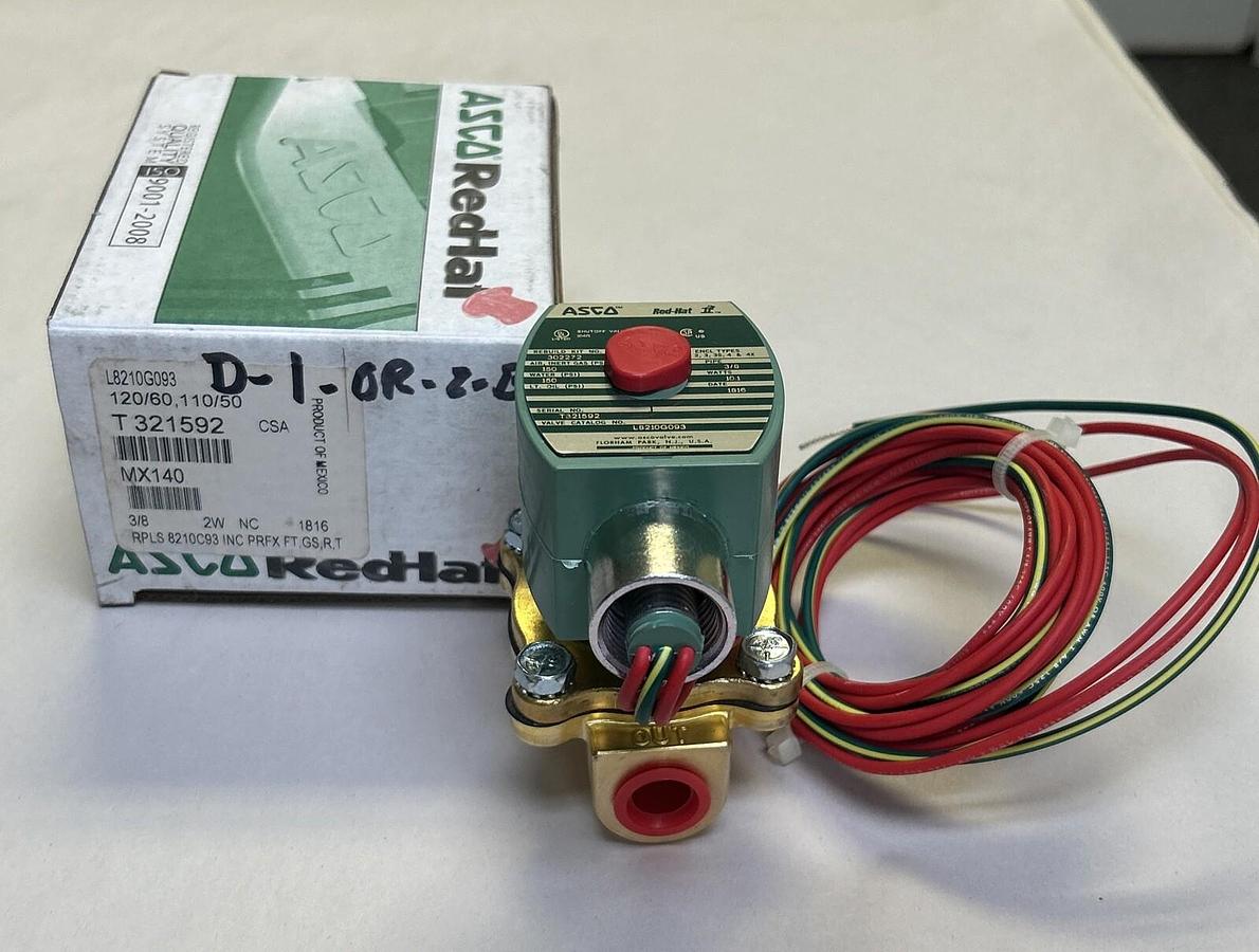 Used ASCO,L8210G093,SOLENOID VALVE 2WAY 3/8 INCH PIPE 120V NEW