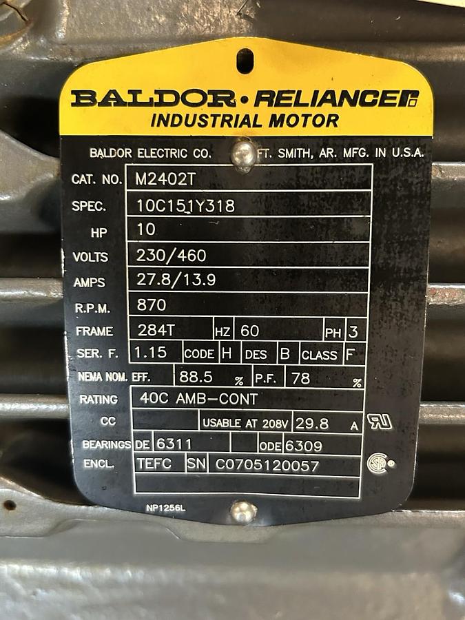 BALDOR,M2402T,MOTOR 10HP 230/460V 870RPM 3PH 284T FRAME