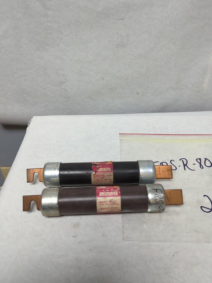 Used COOPER BUSSMANN,FRS-R-80,FUSETRON 80 AMP FUSE LOT OF 2 PRE-OWNED