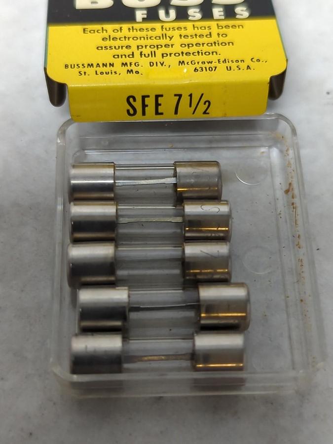 COOPER BUSSMANN,SFE 7-1/2,GLASS FUSE PACK OF 5 NOS