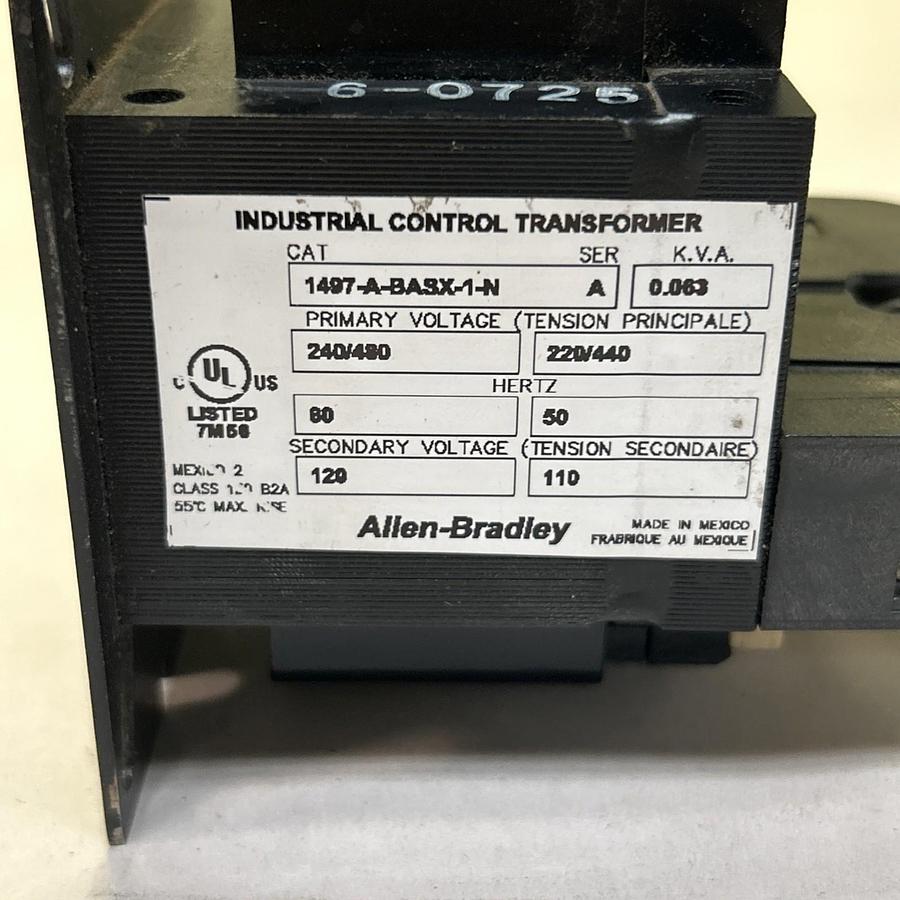 Used ALLEN BRADLEY,1497-A-BASX-1-N,INDUSTRIAL CONTROL TRANSFORMER 0.063KVA