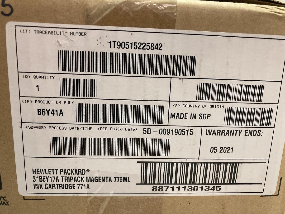 Used Hewlett Packard,B6Y41A,Magenta Ink Cartridge Tripack 775ML - REFILLED