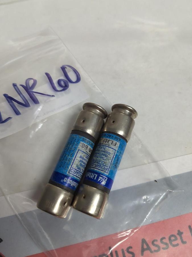 Used LITTELFUSE,FLNR-60,POWR-GARD 60 AMP FUSE LOT OF 2 PRE-OWNED