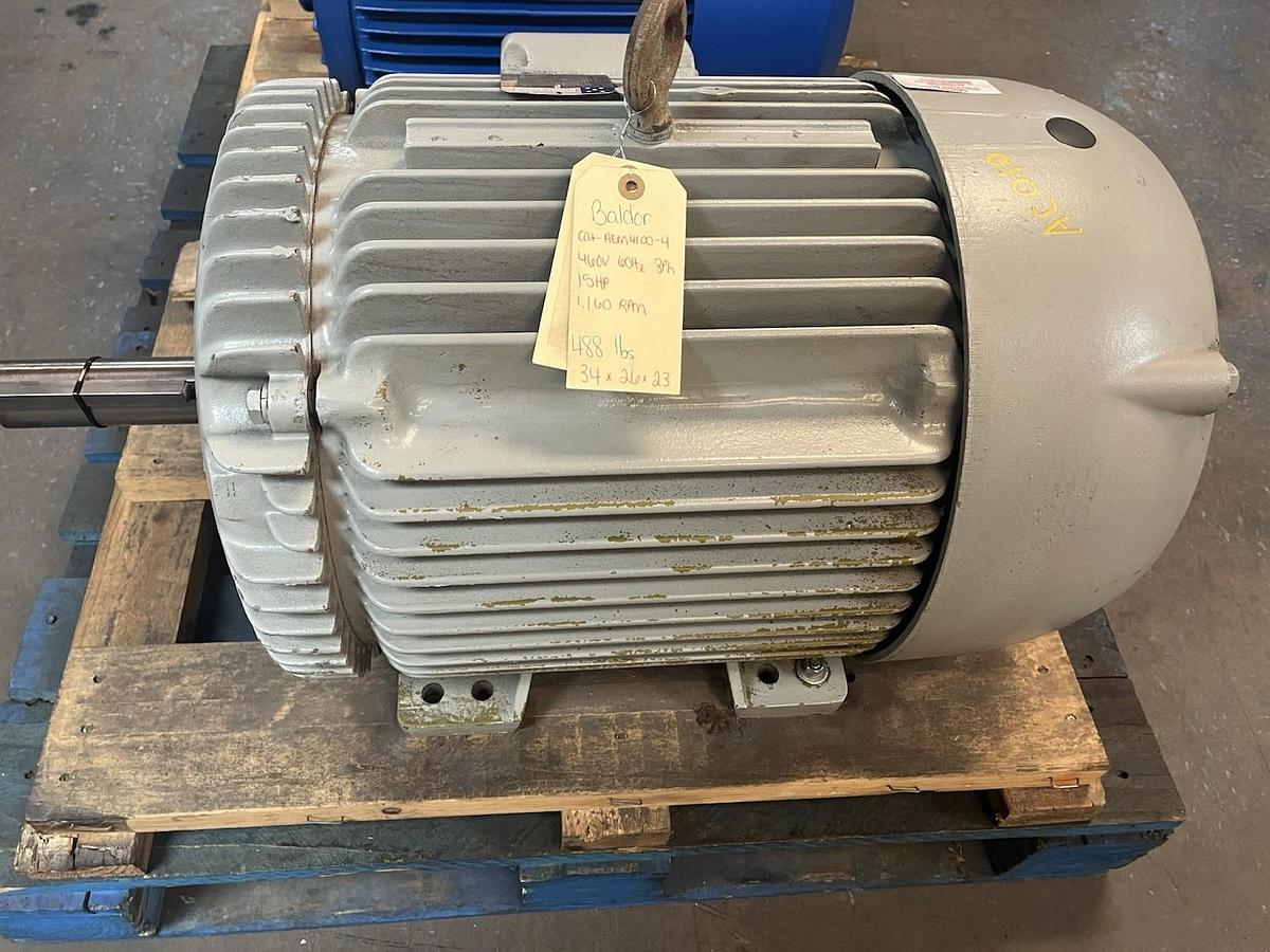 Used BALDOR,AEM4100-4,AUTOMOTIVE INDUSTRY MOTOR 15HP 324U 3PH 1160RPM