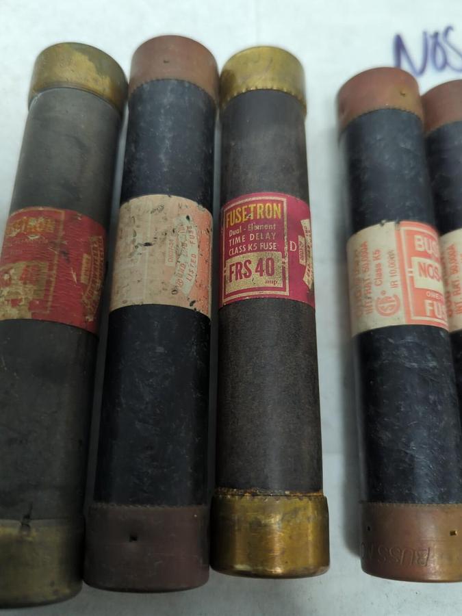 Used COOPER BUSSMANN,NOS-40,ONE-TIME 40 AMP FUSE LOT OF 5 PRE-OWNED