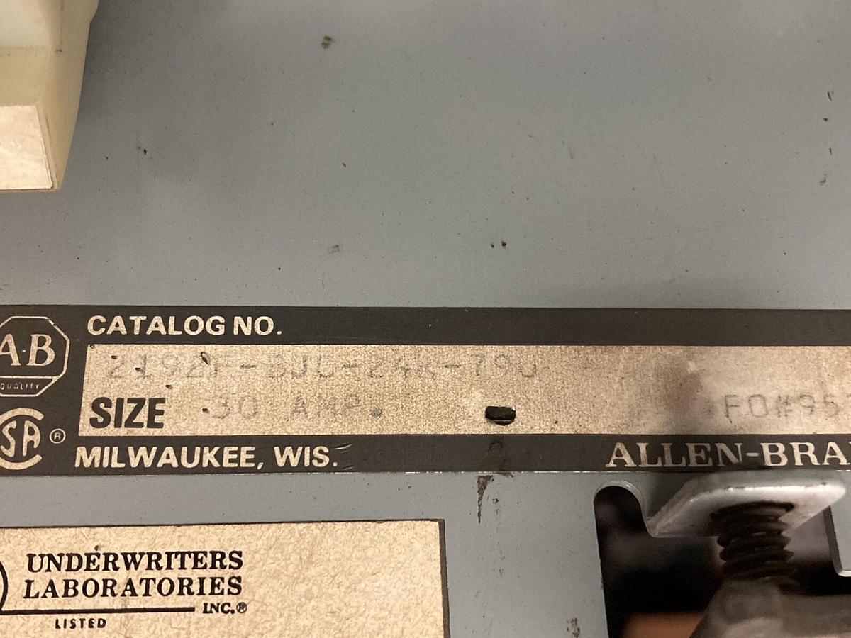 Used Allen-Bradley,2100 2192F,30 Amp 12 Inch Fused MCC Disconnect Feeder Bucket