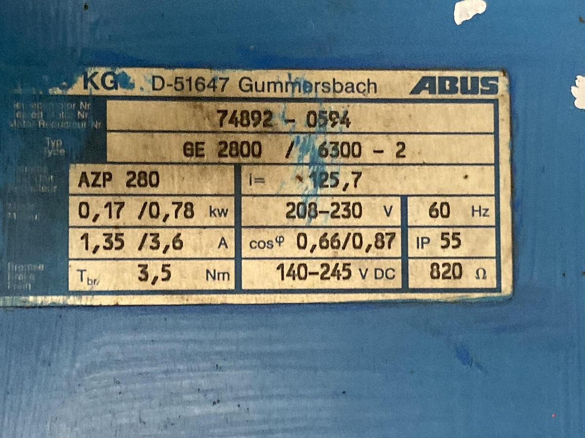 Used Abus KG,GE-2800-6300-2,Motor