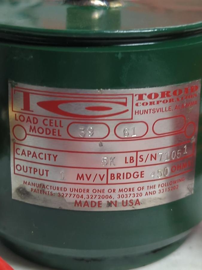 Used TOROID,39 61,LOAD CELL 5K LBS OUTPUT 1 mV/V BRIDGE 450 OHMS PRE-OWNED