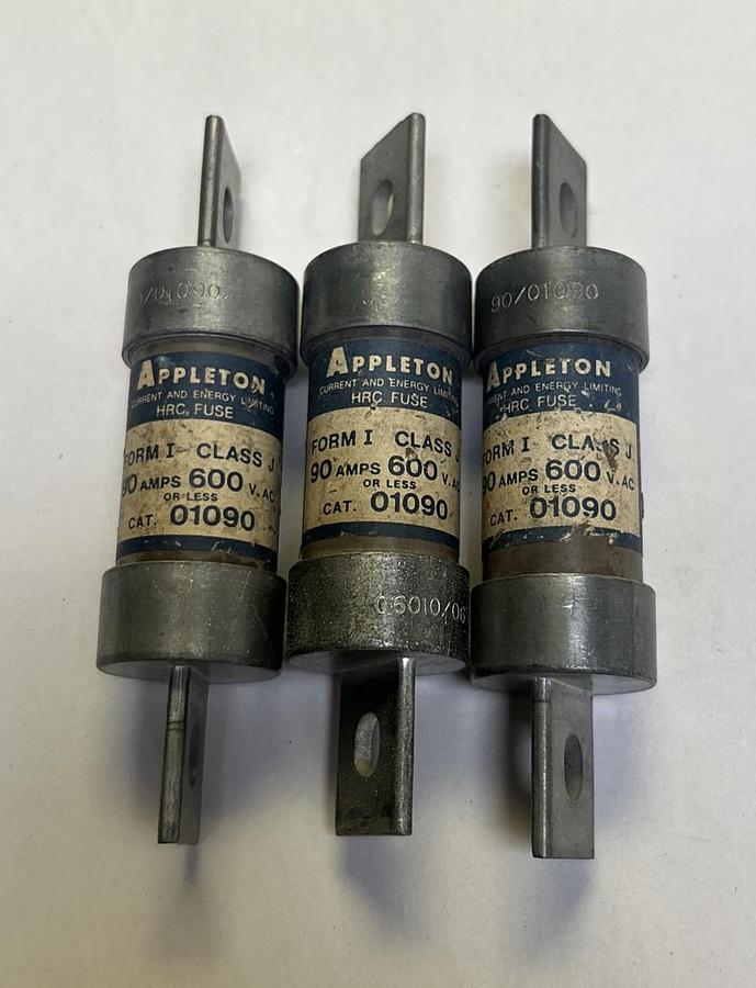 Used APPLETON,01090,FUSE 90A 600V LOT OF 3