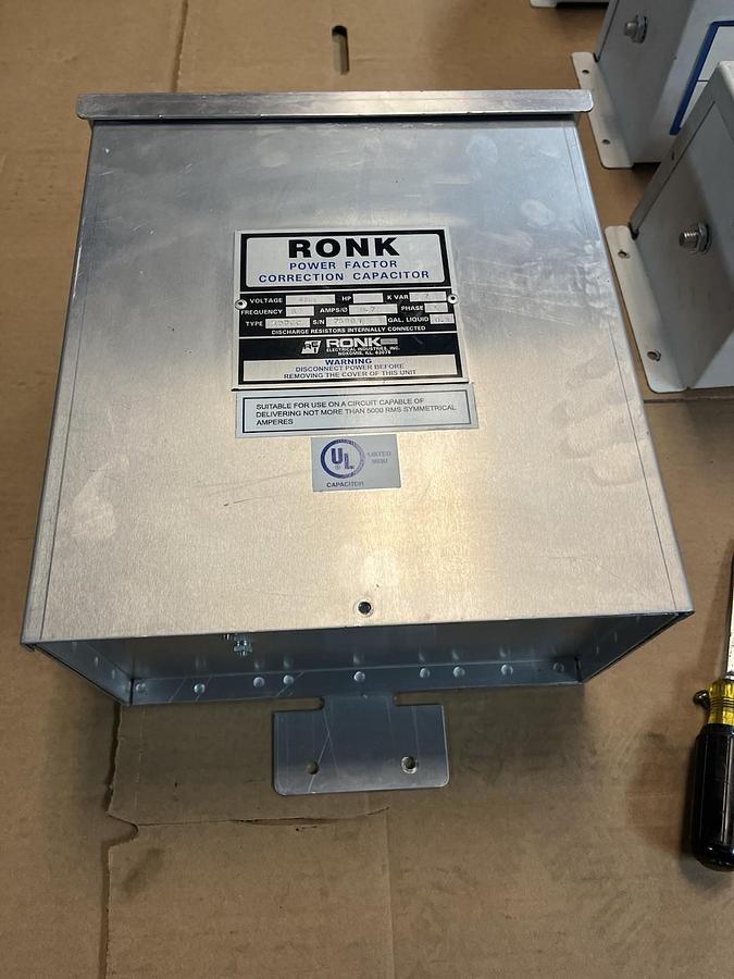 Used RONK RONKEN,477CC,POWER FACTOR CORRECTION CAPACITOR 7KVAR 3PH 480V