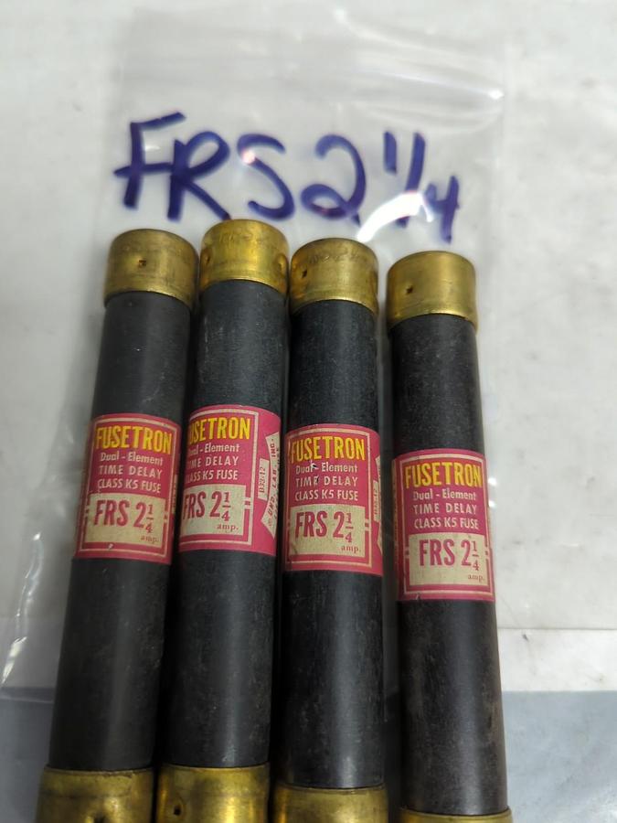 Used COOPER BUSSMANN,FRS 2-1/4,FUSETRON 2-1/4 AMP FUSE LOT OF 4 PRE-OWNED
