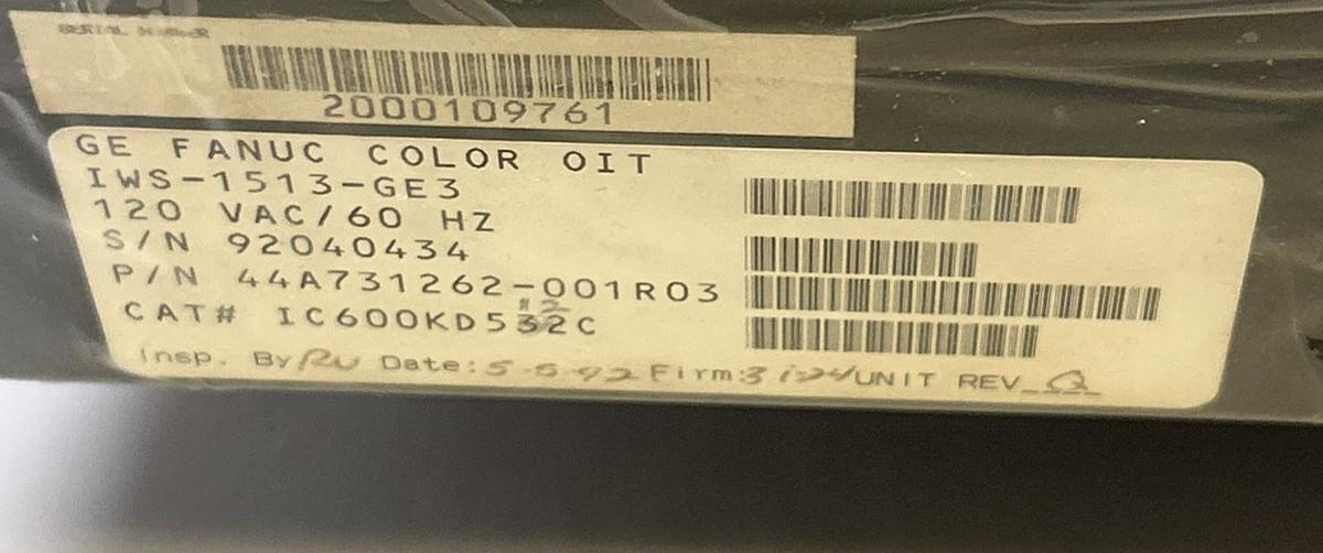 GE FANUC,IC600KD512C,OPERATOR INTERFACE 12 INCH NOS