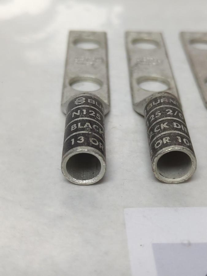 BURNDY,YA26-2N,COMPRESSION LUG 2-HOLE N125 LNG BARREL BLACK DIE LOT OF 4 NOS