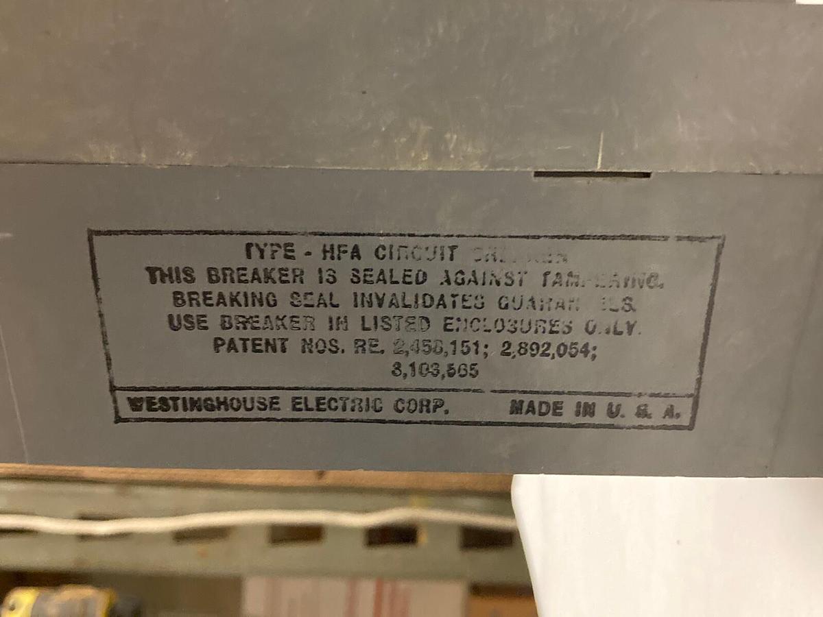 Used Westinghouse,HFA3015,3-Pole Circuit Breaker 15A, 600V