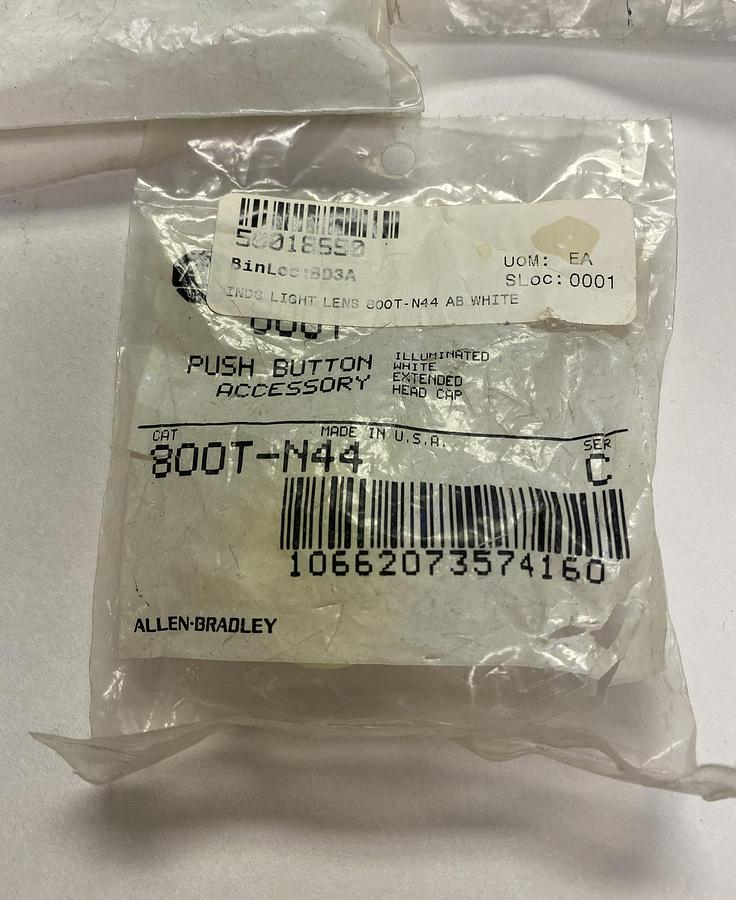 ALLEN BRADLEY,800T-N44,SER C WHITE PILOT LIGHT INDICATOR LIGHT CAP LOT OF 3 NEW