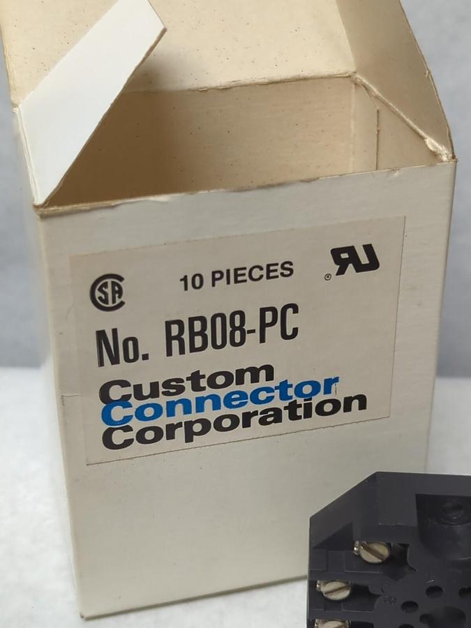 CUSTOM CONNECTOR,RB08-PC,OCTAL RELAY SOCKET 8-PIN10 AMP 600V LOT OF 10 NOS