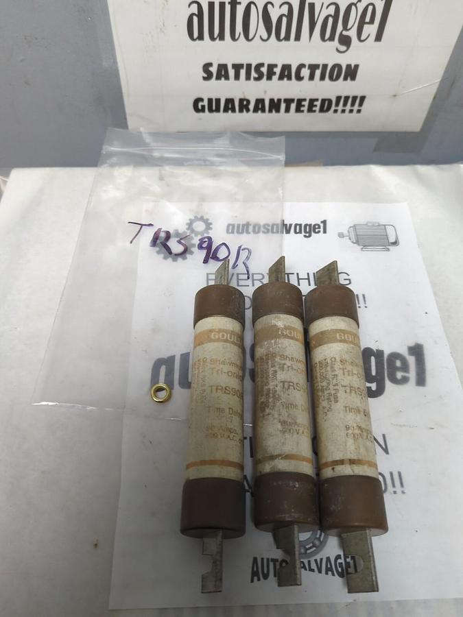 GOULD SHAWMUT,TRS90R,TRI-ONIC 90 AMP FUSES LOT OF 3 NOS
