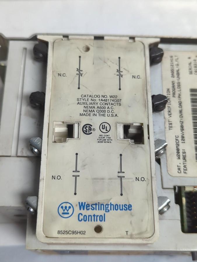 Used WESTINGHOUSE,W200M2CFC,ADVANTAGE MOTOR STARTER WITH W22 CONTACTS PRE-OWNED