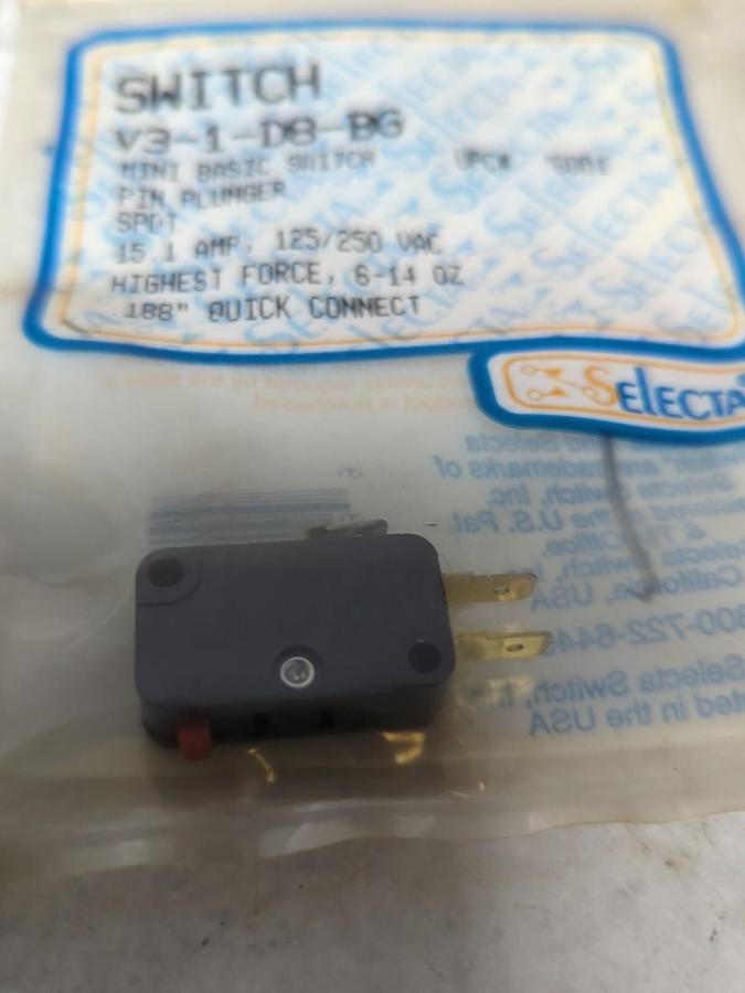 SELECTA,V3-1-D8-BG,MINI BASIC SWITCH 15.1 AMP 125/250 VAC LOT OF 3 NOS
