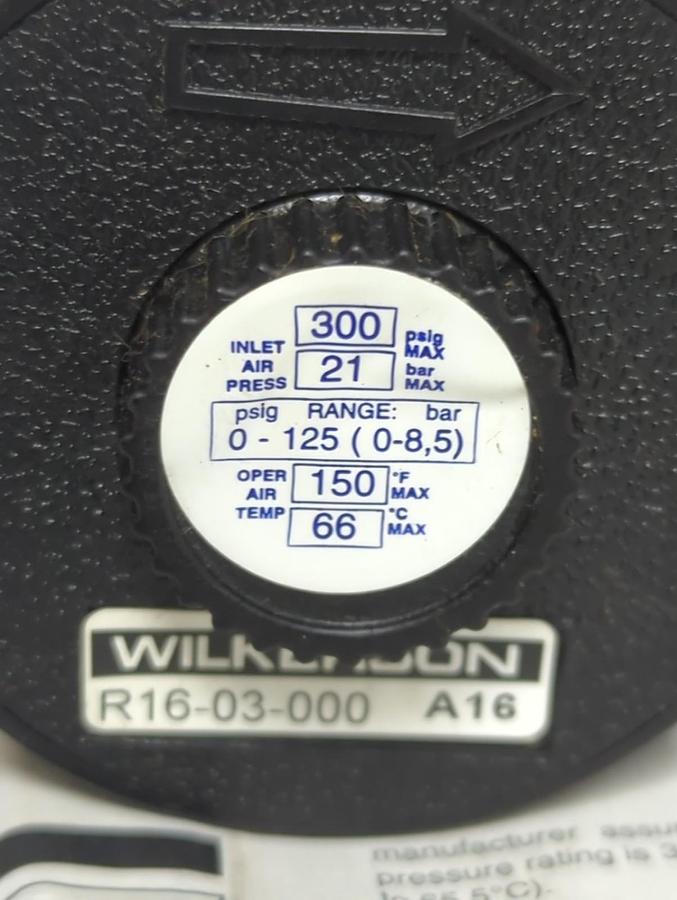 WILKERSON,R16-03-000,REGULATOR 3/8 NPT 0-125 PSIG NOS