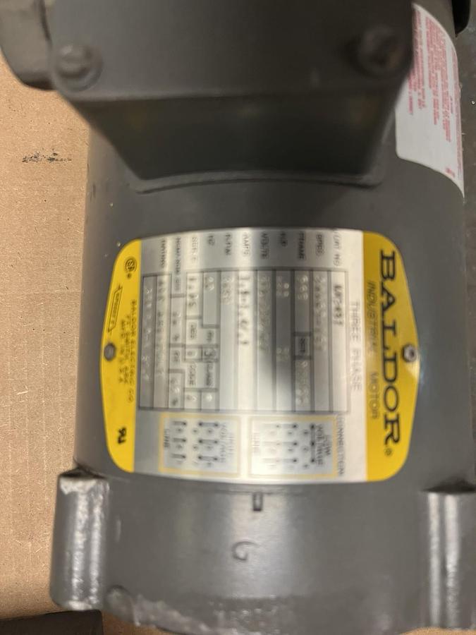 Used BALDOR,KM3457,ELECTRIC MOTOR 1/3HP 3450RPM 56C 3PH