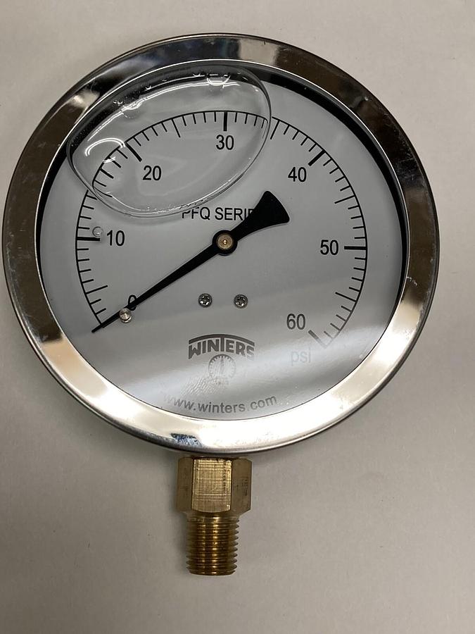 Winters Gauge,PFQ710R1,4 INCH Face SS Case 1/4 INCH NPT 0-60 PSI