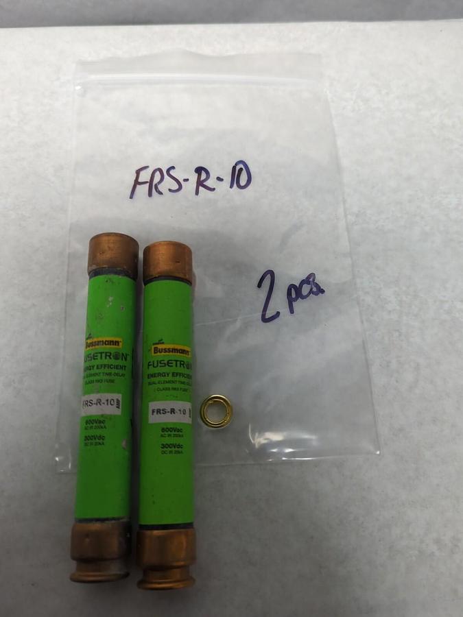 Used COOPER BUSSMANN,FRS-R-10,FUSETRON 10 AMP FUSE LOT OF 2 PRE-OWNED