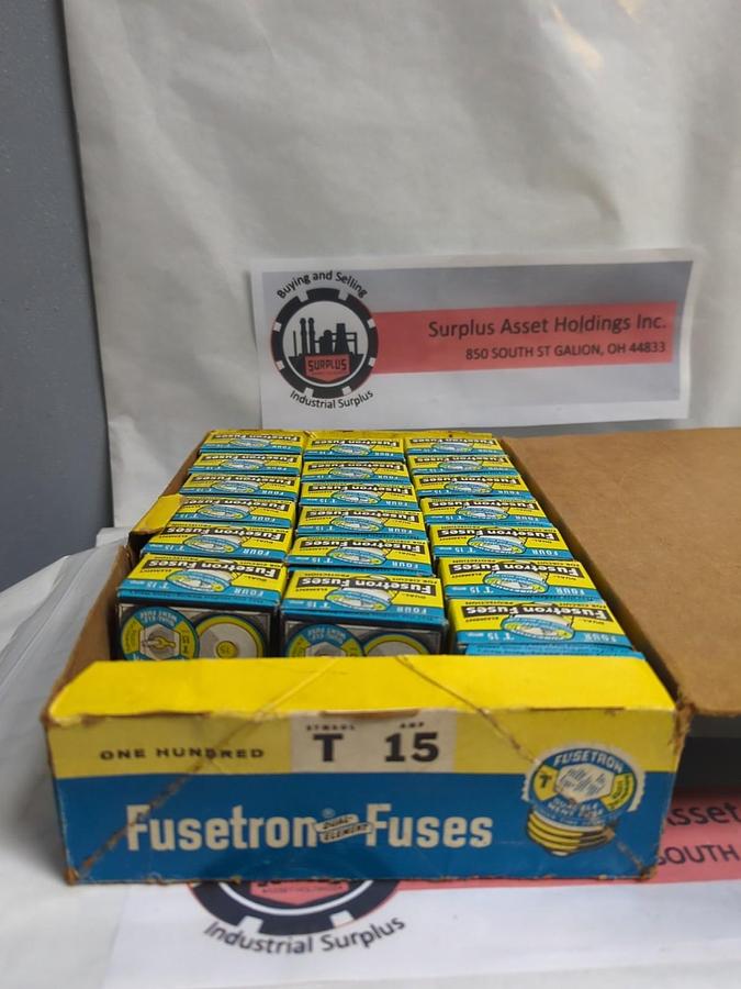 COOPER BUSSMANN,T 15,DUAL ELEMENT 15 AMP FUSES LOT OF 19-4 PC BOXES (74 PC) NOS