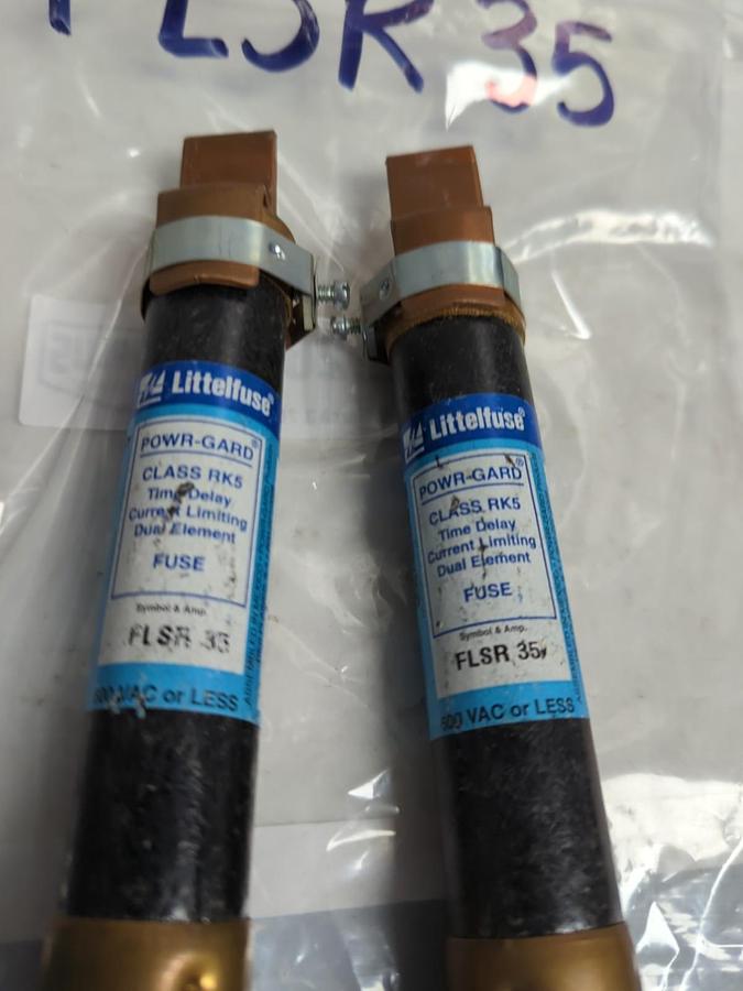 Used LITTELFUSE,FLSR35,POWR-GARD 35 AMP FUSE LOT OF 2 WITH REDUCERS PRE-OWNED