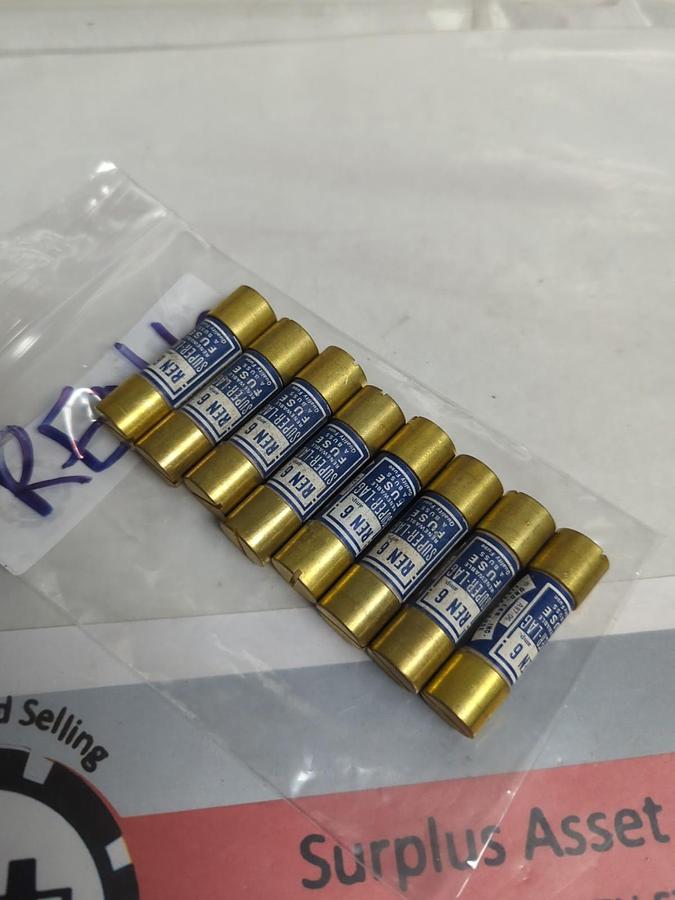 COOPER BUSSMANN,REN6,RENEWABLE 6 AMP FUSE LOT OF 8 PRE-OWNED