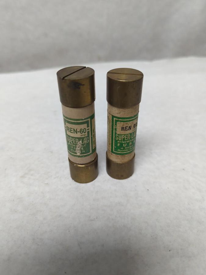 Used COOPER BUSSMANN,REN-60,SUPER-LAG 60 AMP LOT OF 2 PRE-OWNED