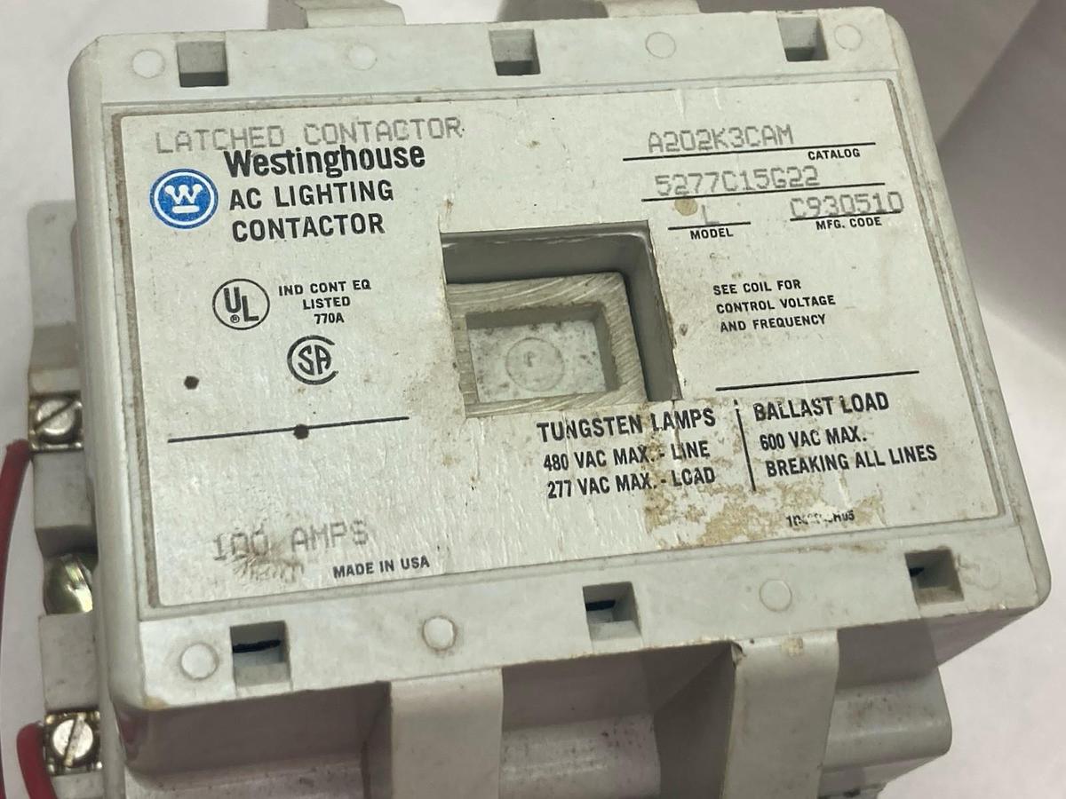 Used Westinghouse,A202K3CAM,Lighting Contactor 100A 110/120V Model L