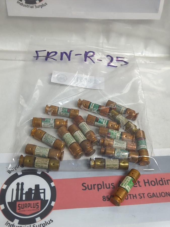 Used COOPER BUSSMANN,FRN-R-25,FUSETRON 25 AMP FUSE LOT OF 18 PRE-OWNED