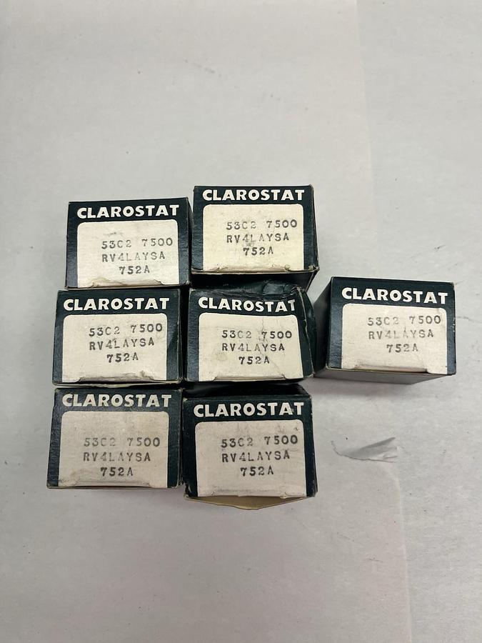 CLAROSTAT,53C2-7500-RV4LAYSA-752A,POTENTIOMETER LOT OF 7