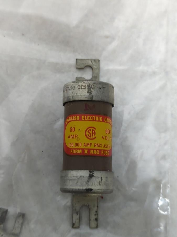 Used ENGLISH ELECTRIC,CIS50,BOLT ON FUSE 50 AMP 600V LOT OF 10 PRE-OWNED