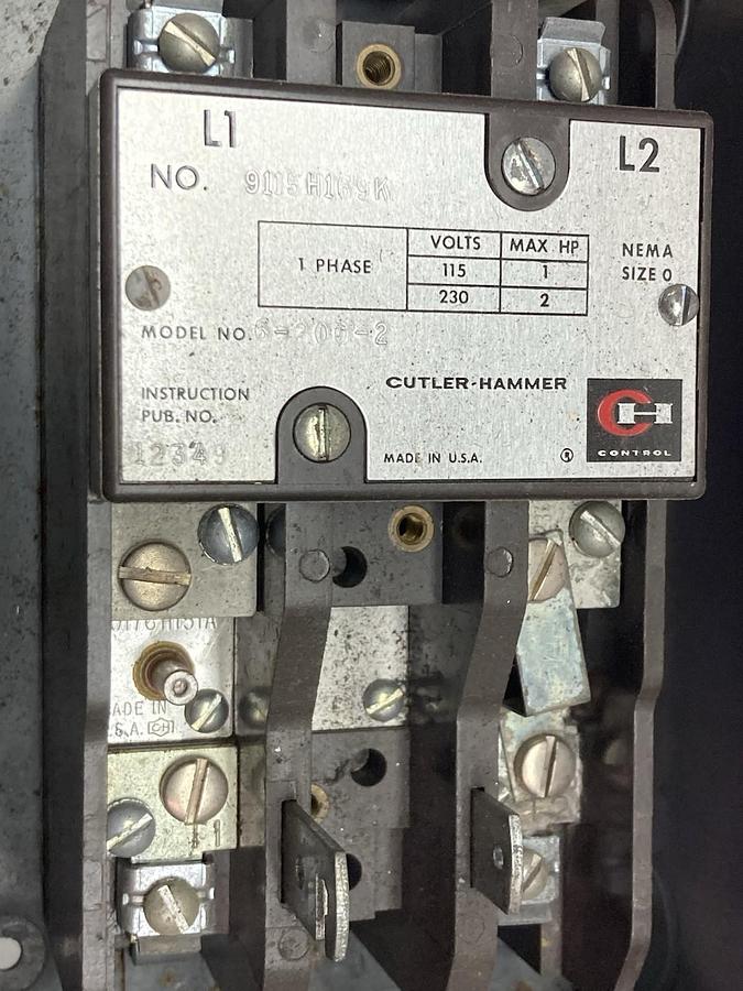 Used Cutler-Hammer,9115H169K,1-Phase Manuel Motor Starter Nemna Size 0
