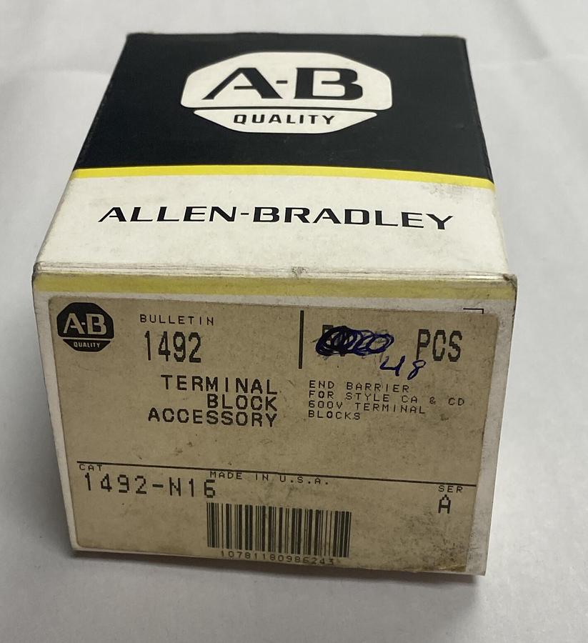 Allen-Bradley,1492-N16,Terminal Block End Barrier Box of 48 NOS