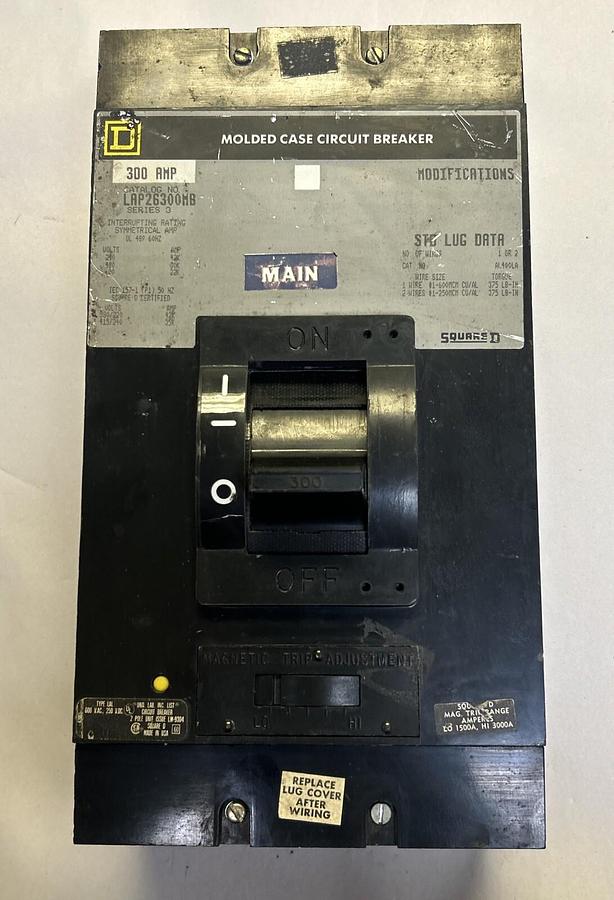 Used SQUARE D,LAP26300MB,CIRCUIT BREAKER 300A 600V 2 pole