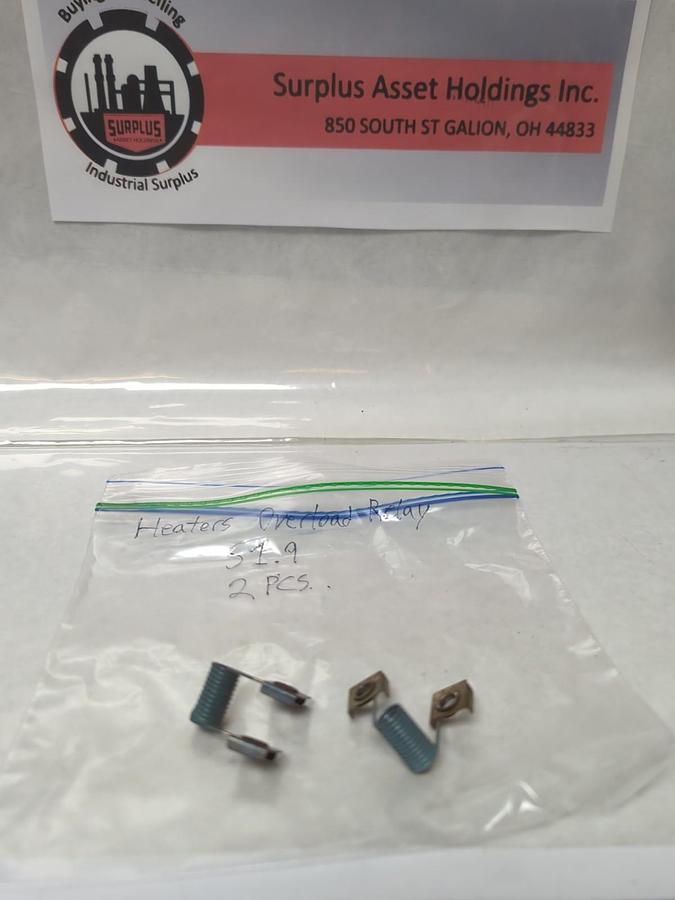 Used JOSLYN CLARK,S1.9,OVERLOAD THERMAL HEATER ELEMENT LOT OF 2 PRE-OWNED