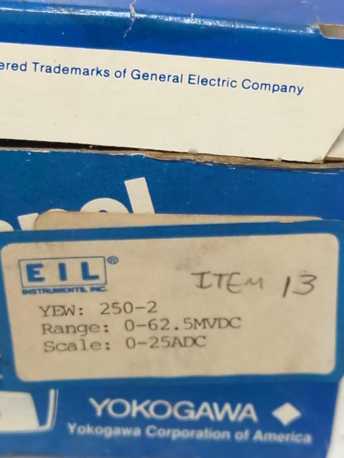 GE/YOKOGAWA,250-2,PANEL METER 0-62.5MVDC NOS