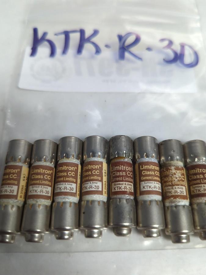 Used COOPER BUSSMANN,KTK-R-30,LIMITRON 30 AMP FUSE LOT OF 10 PRE-OWNED