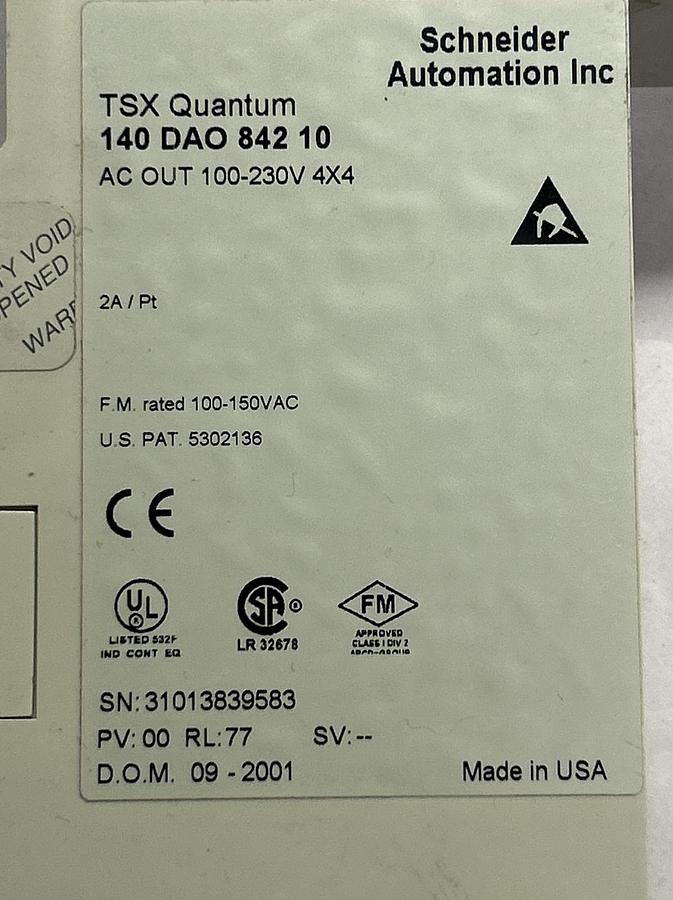 Used SCHNEIDER,140-DAO-842-10,DISCRETE OUTPUT MODULE