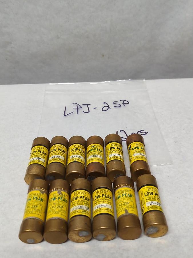 Used COOPER BUSSMANN,LPJ-2SP,LOW-PEAK 2 AMP FUSE LOT OF 12 PRE-OWNED