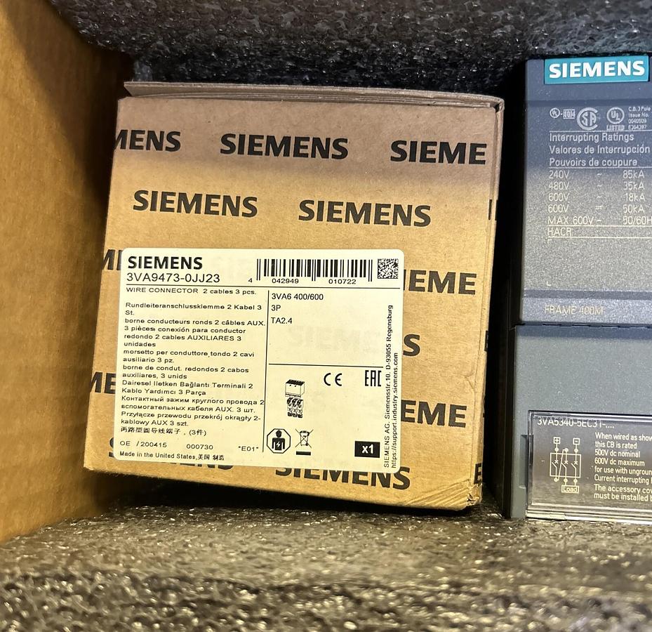 SIEMENS,MBKVAM3400A,MAIN BREAKER KIT 400A 480V 3P NOS