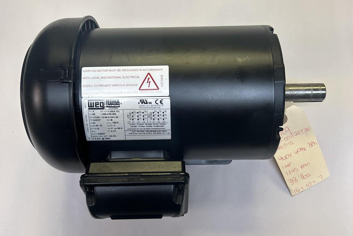 WEG,00112ET3E145T-S,MOTOR 1HP 1145RPM 208-230/460V 3PH 143/5T FRAME