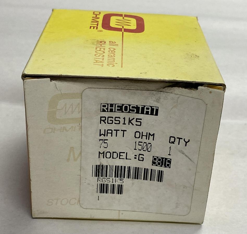 OHMITE,RGS1K5,RHEOSTAT MODEL G 75 WATT NOS