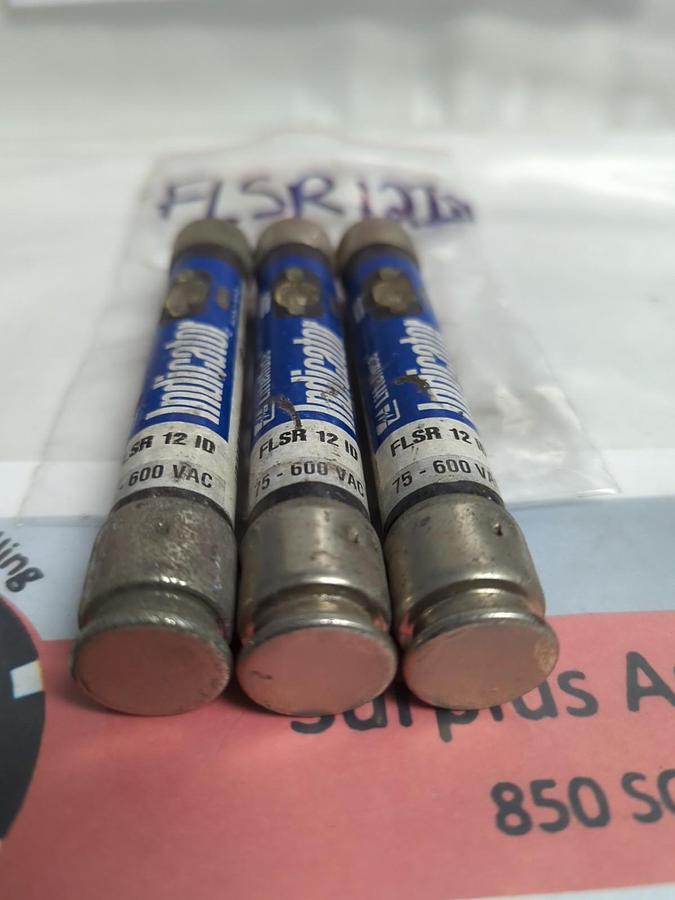 Used LITTELFUSE,FLSR12ID,INDICATOR 12 AMP FUSE LOT OF 3 PRE-OWNED