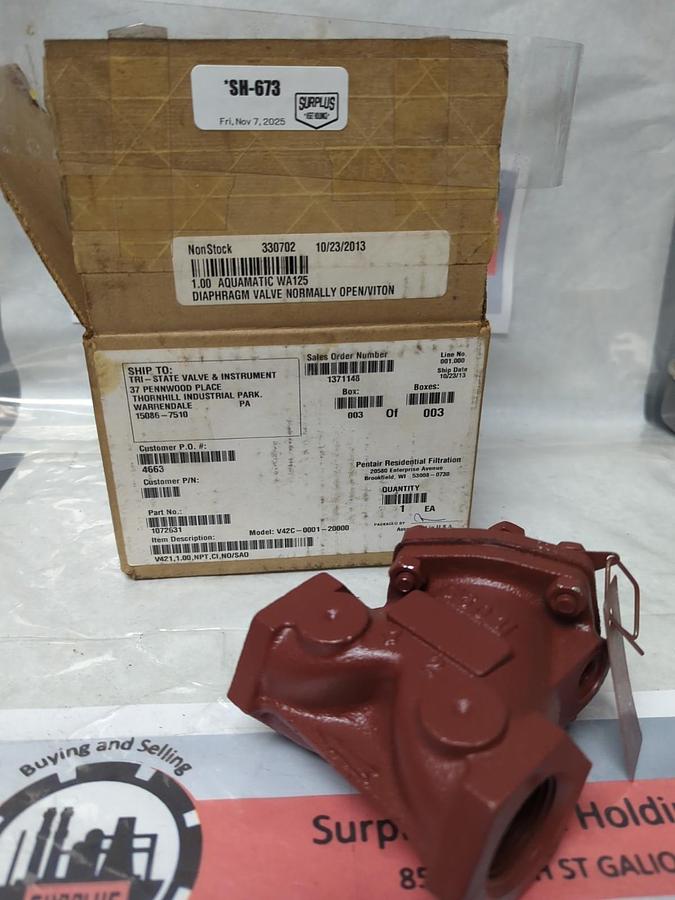 AQUAMATIC,V42C-0001-2000,CAST DIAPHRAGM VALVE 1 INCH NOS